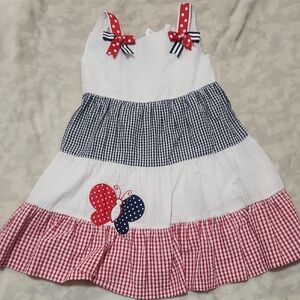Rare Editions White Dress with Red and Blue Accents